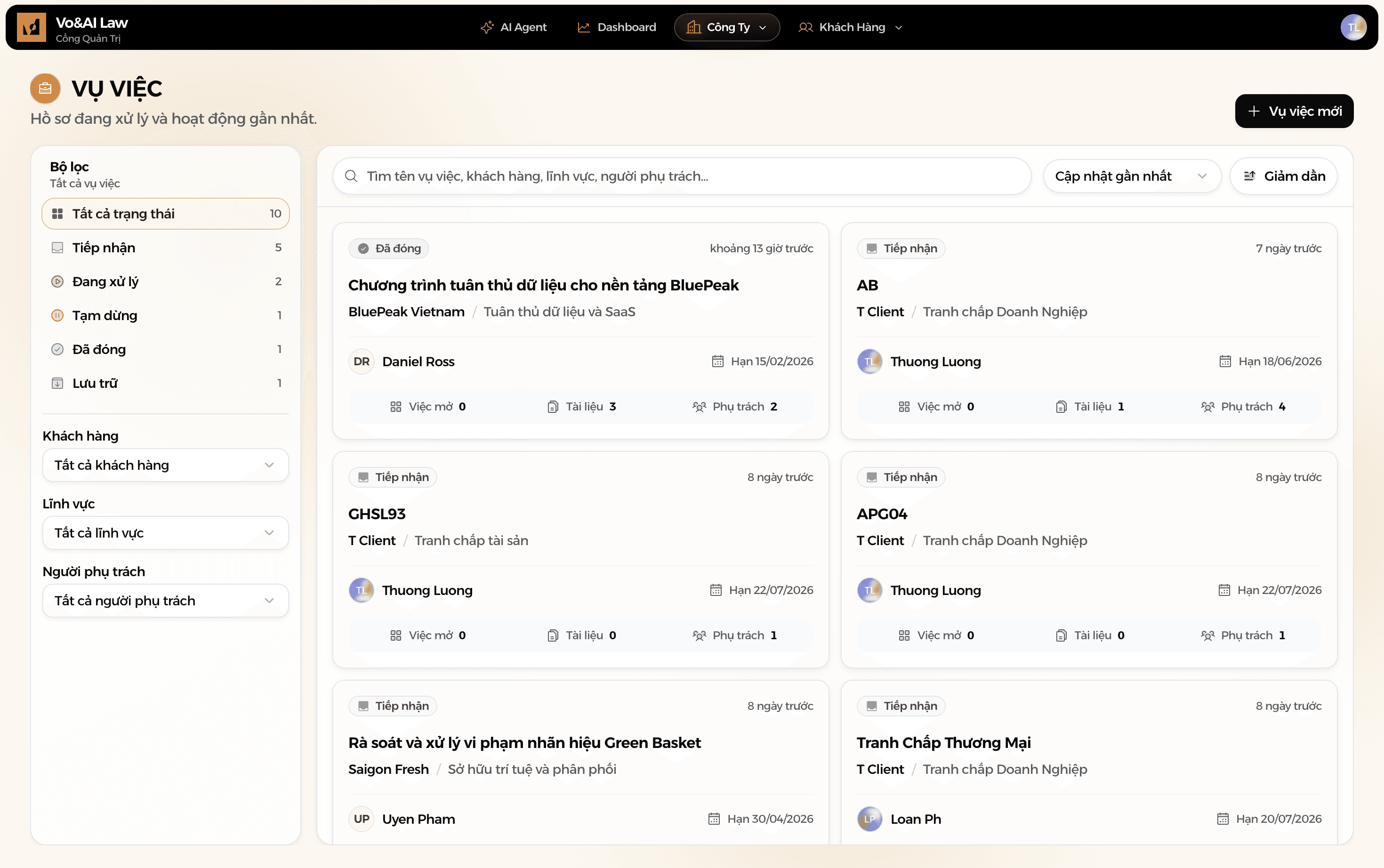 Vo&AI Law Case workspace